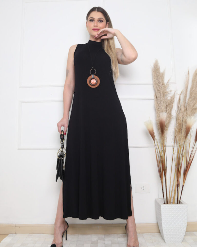Vestido longo liso