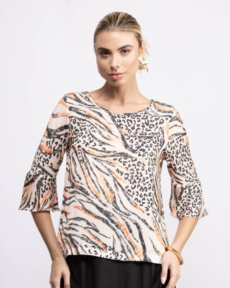 Blusa Animal Print manga ¾